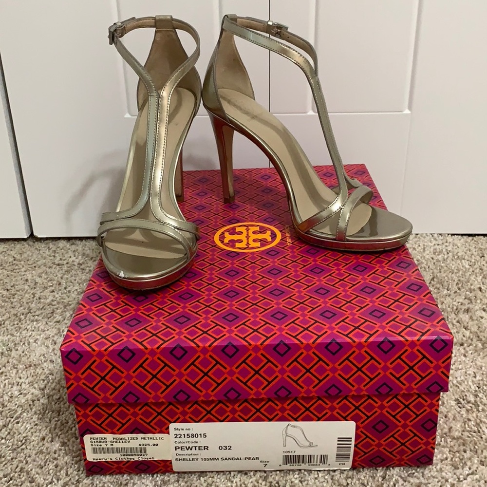 Tory Burch Shelley Heels Pewter Metallic 7